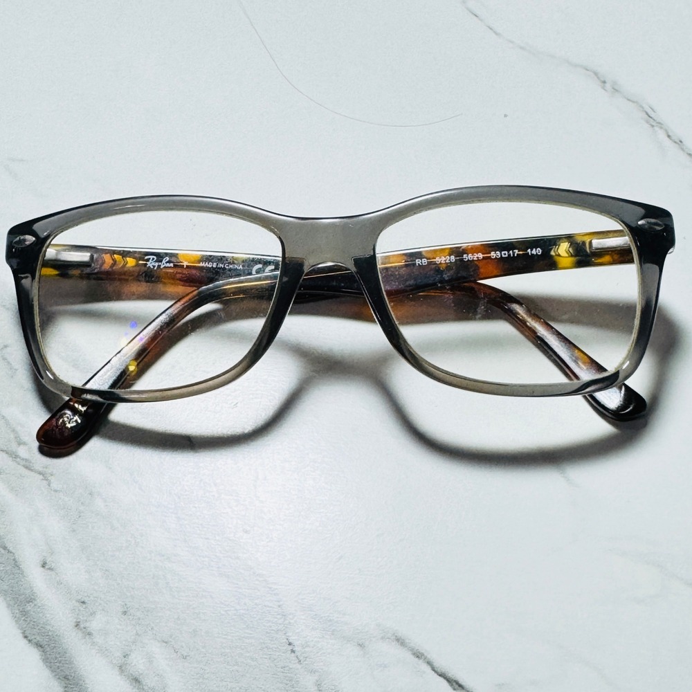 Ray-Ban RB 5228 5629 Grey Tortoise Rectangular Eyeglasses Frames 53-17-140